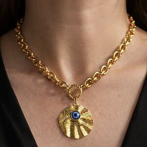 Evil Eye Pendant Toggle Necklace